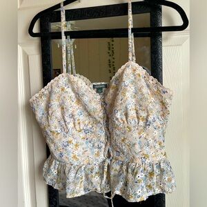 nwt wild fable crop eyelet floral peplum top